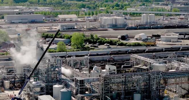 Aerial view of an industrial chemical plant United States. Aerial view of an industrial chemical plant United States.