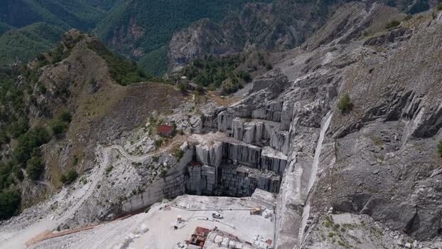 Aerial view of Carrara marble quarries in Tuscany Italy. Aerial view of Carrara marble quarries in Tuscany Italy.