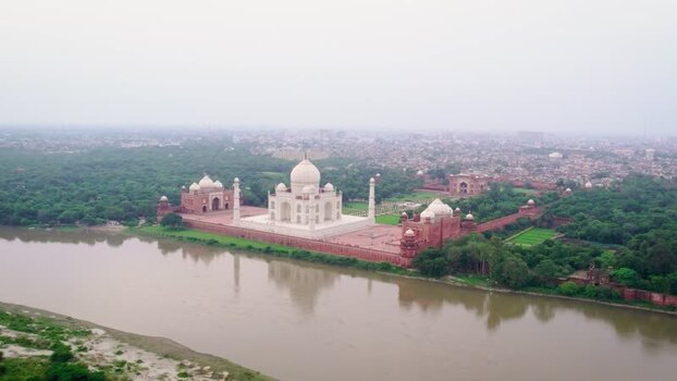 Aerial view of Taj Mahal in Agra India. Aerial view of Taj Mahal in Agra India.