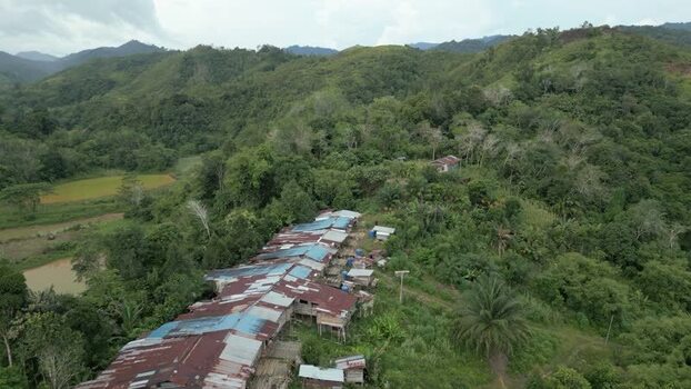 Aerial view of Batang Ai longhouse in Lubok Antu Malaysia. Aerial view of Batang Ai longhouse in Lubok Antu Malaysia.