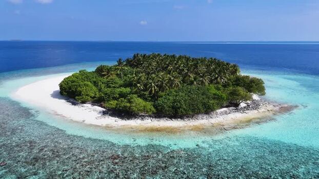 Aerial view of a tropical island with coral reefs Maldives. Aerial view of a tropical island with coral reefs Maldives.