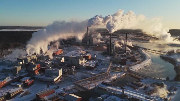 Aerial view of Metsa Board Aanekoski mill Finland.