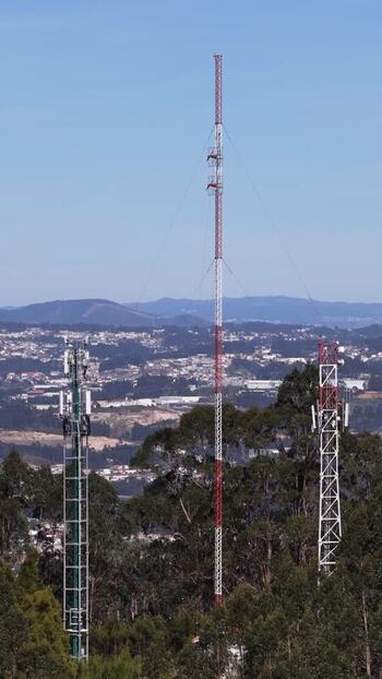 Aerial view of cell towers Portugal.