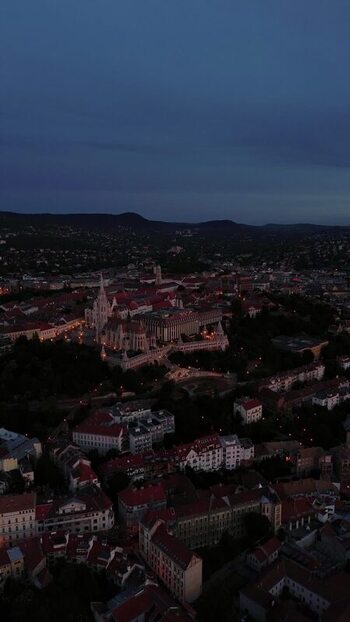 Aerial view of Matthias Church and Fisherman s Bastion Hungary.