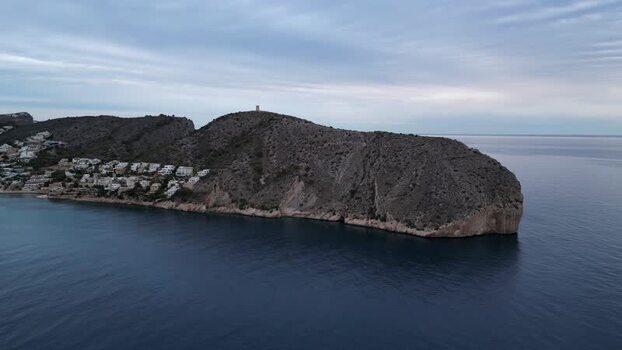 Aerial view of Cap d Or headland in Moraira Spain.