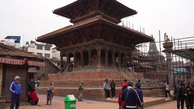 View of a historic temple in Kathmandu Durbar Square Nepal.