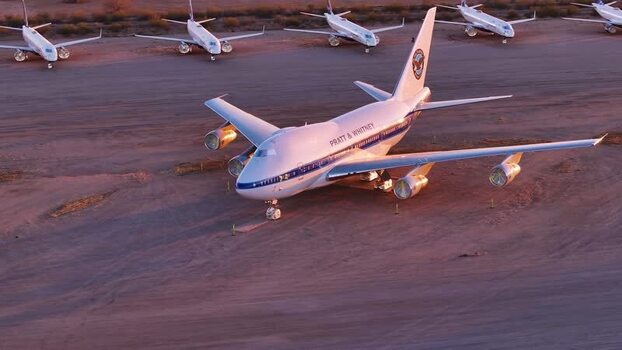 Aerial view of parked airplanes United States. Aerial view of parked airplanes United States.