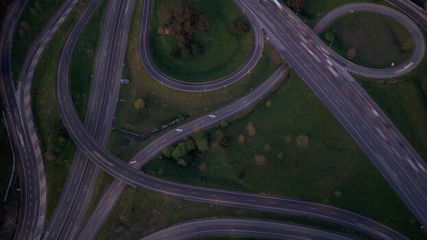 Aerial view of highway interchange Portugal.