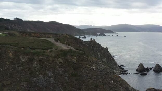 Aerial view of the rugged cliffs and rocky coastline Spain. Aerial view of the rugged cliffs and rocky coastline Spain.