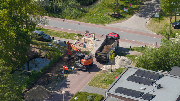 Heiloo Netherlands 05 May 2026 Aerial View of Electricity Grid Expansion Works