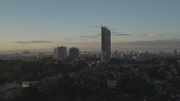 Aerial view of the Cebu City skyline and skyscrapers Philippines.