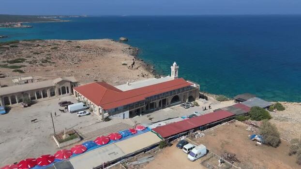 Aerial view of Apostolos Andreas Monastery in Northern Cyprus.