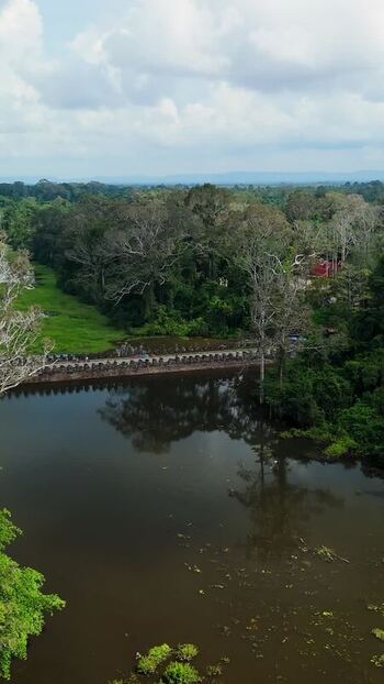 Aerial view of the jungle and river in Krong Siem Reap Cambodia. Aerial view of the jungle and river in Krong Siem Reap Cambodia.