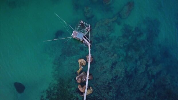 Aerial view of Costa dei Trabocchi in Marina di San Vito Italy.