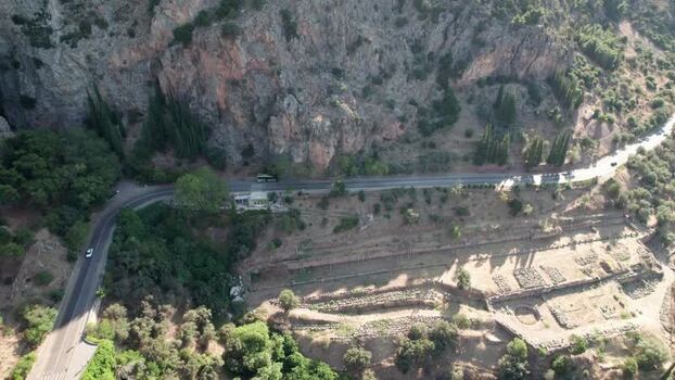 Aerial view of the ancient ruins of Delphi Greece. Aerial view of the ancient ruins of Delphi Greece.