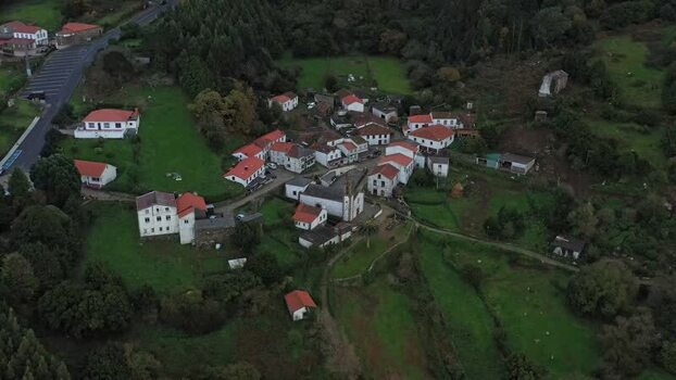 Aerial view of Santo Andre de Teixido village in A Coruna Spain.