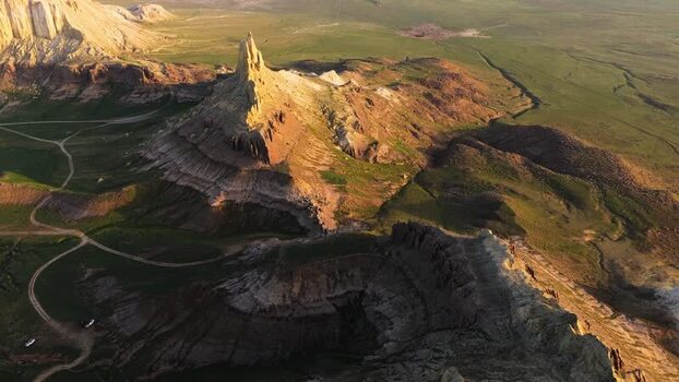 Aerial view of Airakty mountains in the desert Kazakhstan.