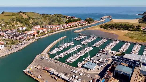 Aerial view of the marina in Zumaia Spain. Aerial view of the marina in Zumaia Spain.