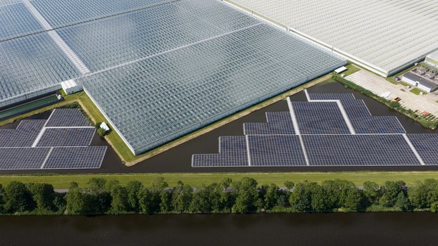 Aerial View of Agrivoltaic Greenhouses in Middenmeer