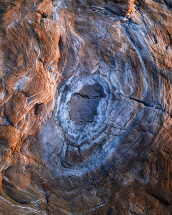 View of the unique circular rock formations and textured sandstone patterns at Calafuria Toscana Italy.