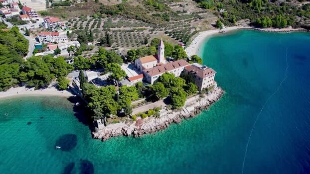 Aerial view of a monastery Bol Dalmatian Coast Croatia.