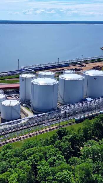 Aerial view of industrial storage tanks in Tallinn Estonia. Aerial view of industrial storage tanks in Tallinn Estonia.