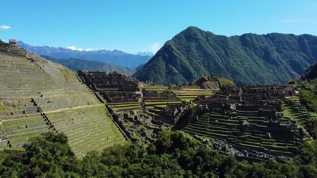 Aerial view of Historic Sanctuary of Machu Picchu Peru. Aerial view of Historic Sanctuary of Machu Picchu Peru.
