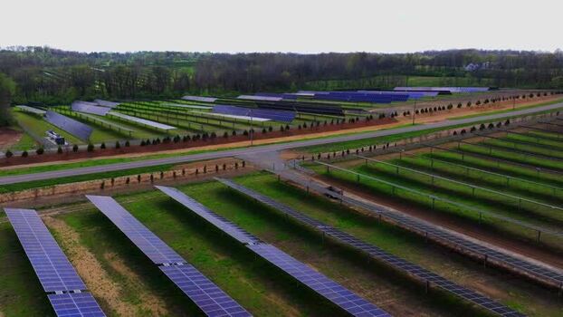Aerial view of Solar Panels in Lebanon United States.