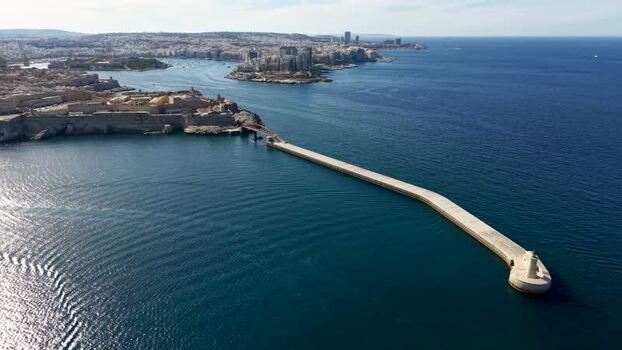 Aerial view of Saint Elmo lighthouse and breakwater Malta. Aerial view of Saint Elmo lighthouse and breakwater Malta.