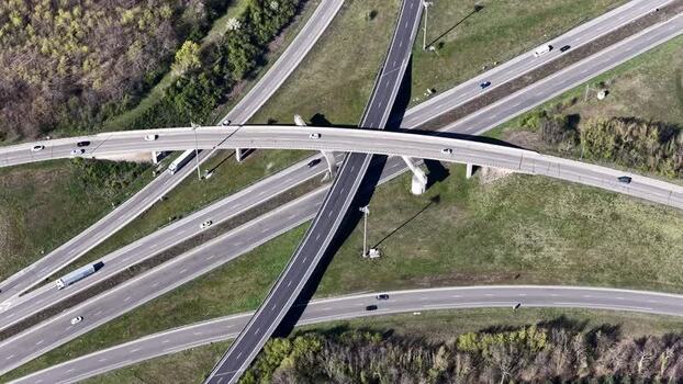 Aerial view of the road network France.
