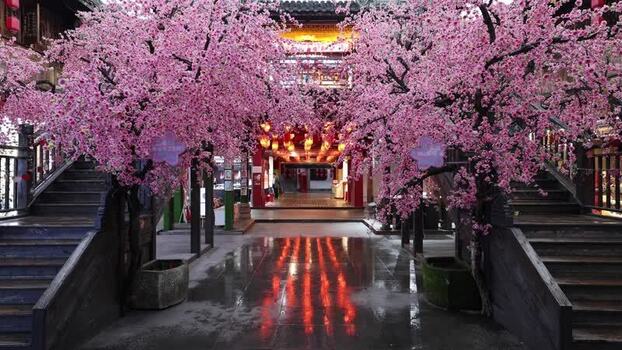 View of Wuhou Temple Street in Chengdu Sichuan China. View of Wuhou Temple Street in Chengdu Sichuan China.