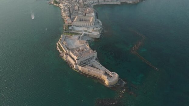 Aerial view of Maniace Castle on the Island of Ortigia Italy. Aerial view of Maniace Castle on the Island of Ortigia Italy.
