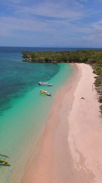 Aerial view of Pink Beach Indonesia. Aerial view of Pink Beach Indonesia.