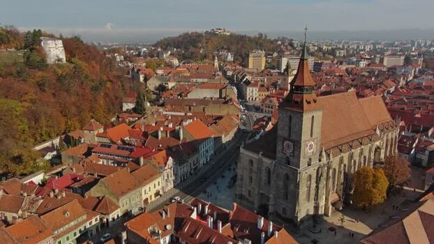 Aerial view of Black Church in Brasov Romania. Aerial view of Black Church in Brasov Romania.