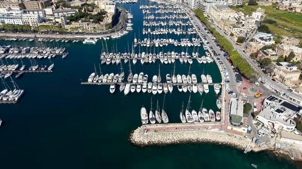 Aerial view of yachts docked in the marina of Ta Xbiex Malta. Aerial view of yachts docked in the marina of Ta Xbiex Malta.