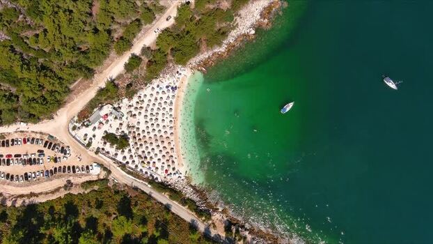 Aerial view of beach in Thasos Greece. Aerial view of beach in Thasos Greece.