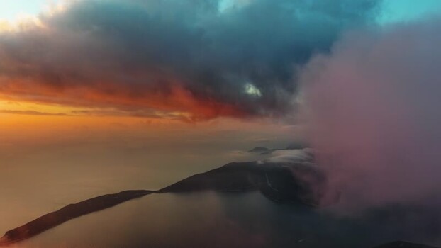 Aerial view of sunset over the Adriatic coastline Montenegro. Aerial view of sunset over the Adriatic coastline Montenegro.