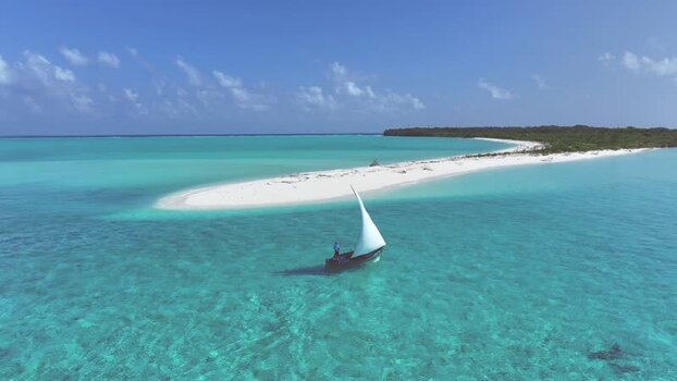 Aerial view of a traditional dhoni boat with a person on board Maldives. Aerial view of a traditional dhoni boat with a person on board Maldives.