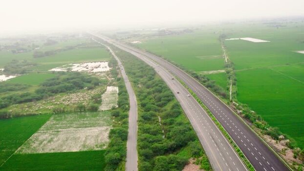 Aerial view of Ganga Expressway near Durgaganj India. Aerial view of Ganga Expressway near Durgaganj India.