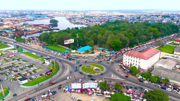 Aerial view of Peter Odili Road Nigeria.