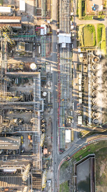Aerial view of the petrochemical complex in Santo Andre State of Sao Paulo Brazil.