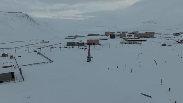 Aerial view of Pyramiden Svalbard and Jan Mayen.