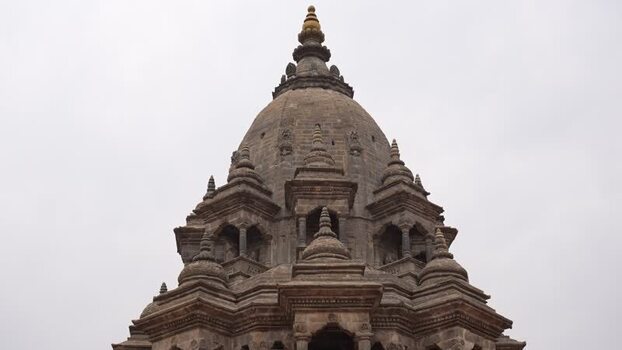 View of the historic stone temple in Kathmandu Nepal.