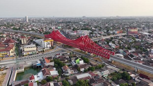 Aerial view of Jembatan Kereta Api Joglo in Surakarta Indonesia. Aerial view of Jembatan Kereta Api Joglo in Surakarta Indonesia.