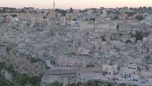 Aerial view of the historic Sassi di Matera Italy.