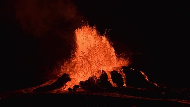 View of a fiery volcanic eruption United States. View of a fiery volcanic eruption United States.