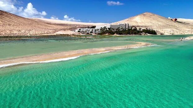 Aerial view of Playa del Matorral and turquoise waters Spain. Aerial view of Playa del Matorral and turquoise waters Spain.