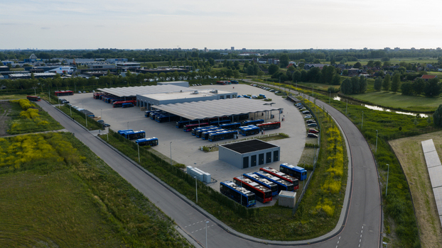 Purmerend Netherlands 15 June 2026 Aerial view of Electric Public Transport Charging Hub in Purmerend Purmerend Netherlands 15 June 2026 Aerial view of Electric Public Transport Charging Hub in Purmerend