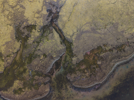 Aerial view of Zvernec Islands featuring winding water channels and marshy coastal terrain in Vlore Vlore County Albania. Aerial view of Zvernec Islands featuring winding water channels and marshy coastal terrain in Vlore Vlore County Albania.