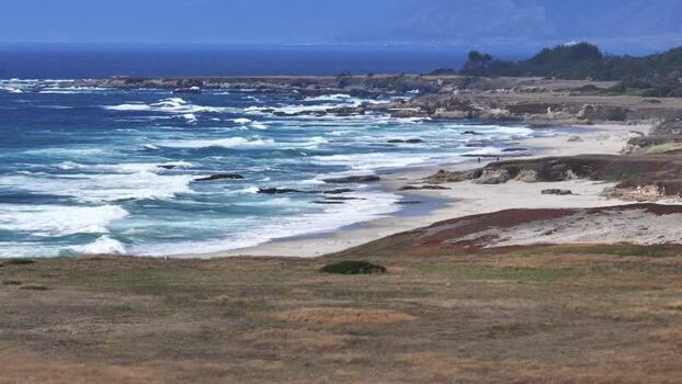 Aerial view of the coastline in Fort Bragg United States.
